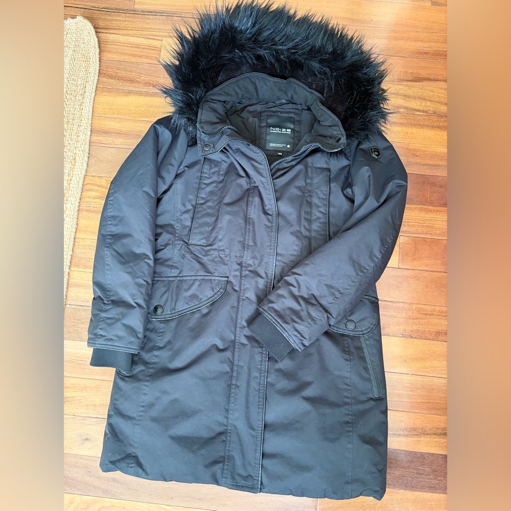 NOIZE Jessica Faux Fur Water Resistant Parka Black winter coat cruelty free